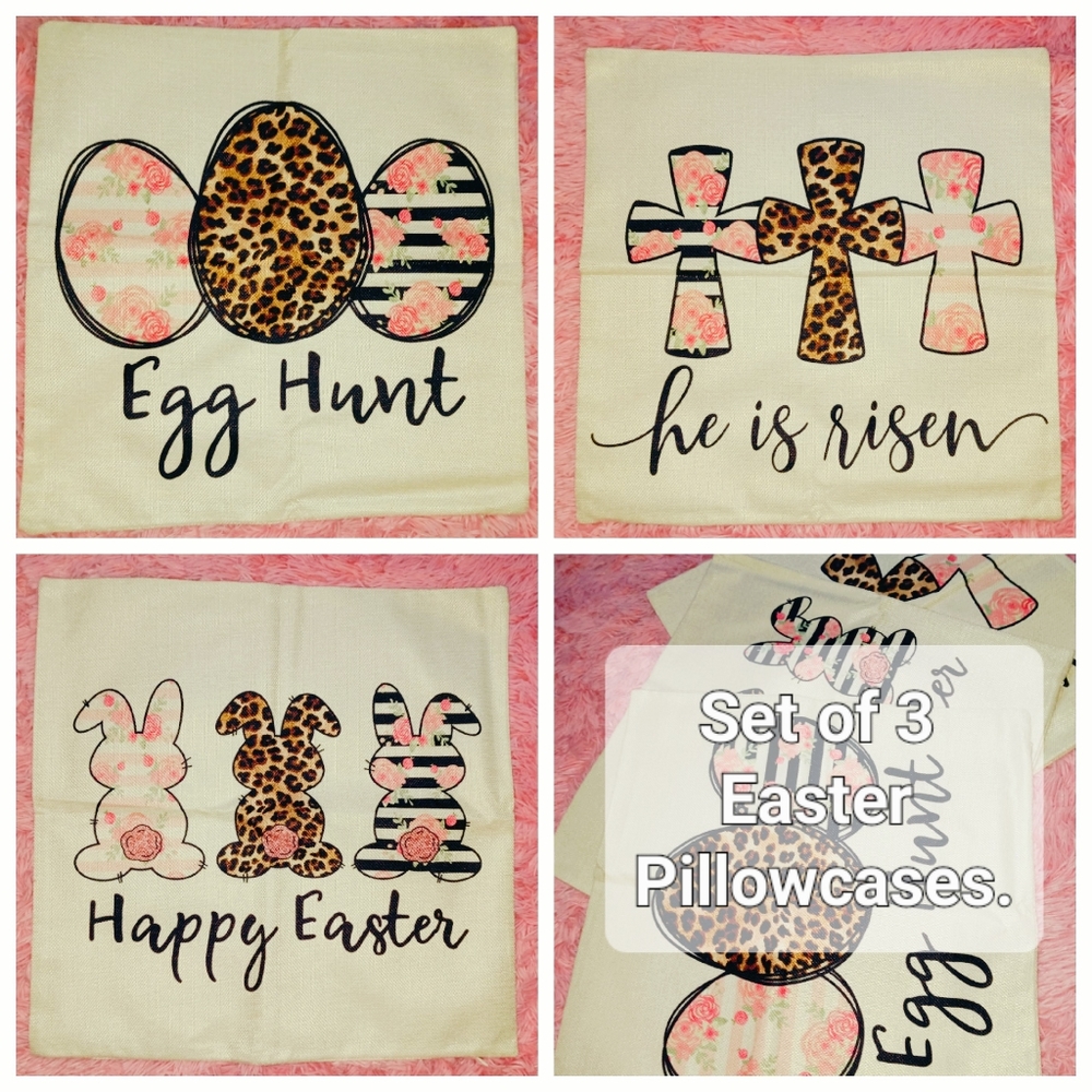 Easter Pillowcases set of 3, 18"×18", Cover, Throw for Coushion, Decorative, NEW